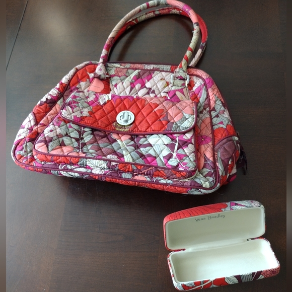 Vera Bradley set of Bohemian Blooms satchel and glasses case Retired Vintage - Picture 3 of 9
